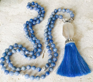 blue aventurine mala necklace