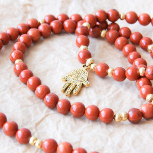 red jasper mala prayer beads