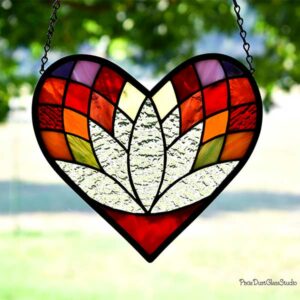Stained Glass Lotus Heart Suncatcher Valentine's Day Gift